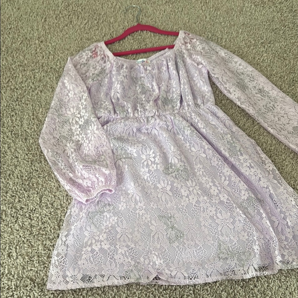 Lavender Lace Kids Dress - Picture 2 of 4